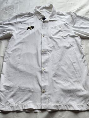 University Of Colorado Buffaloes Nike Dry-fit Men's Full Button White Shirt SCH